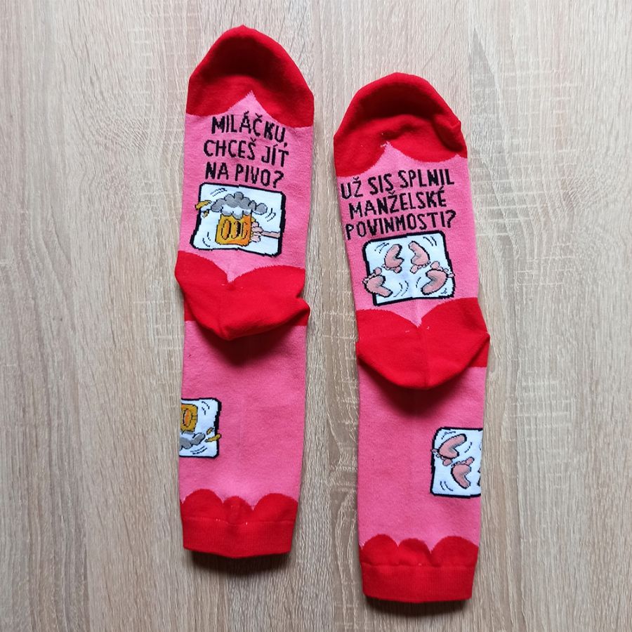 Vtipné ponožky - Miláčku, chceš jít na pivo? DIVJA