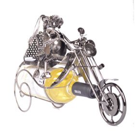 Kovový stojan na víno - dva motorkáři na motorce DIVJA
