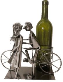 Luxusní kovový stojan na víno pro cyklisty - pár na kole