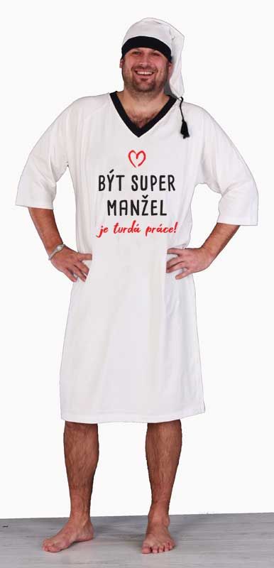 Být super manžel - Pánská noční košile Bílá DIVJA