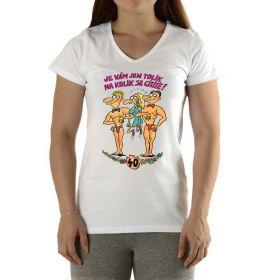 Výročí žena - 40 let - narozeninové tričko s výstřihem do V | L bílá, M bílá, s bílá, XL bílá, XXL bílá