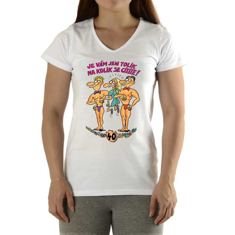 Výročí žena - 40 let - narozeninové tričko s výstřihem do V DIVJA