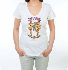 Výročí žena - 50 let - narozeninové tričko s výstřihem do V  | L bílá, M bílá, s bílá, XL bílá, XXL bílá